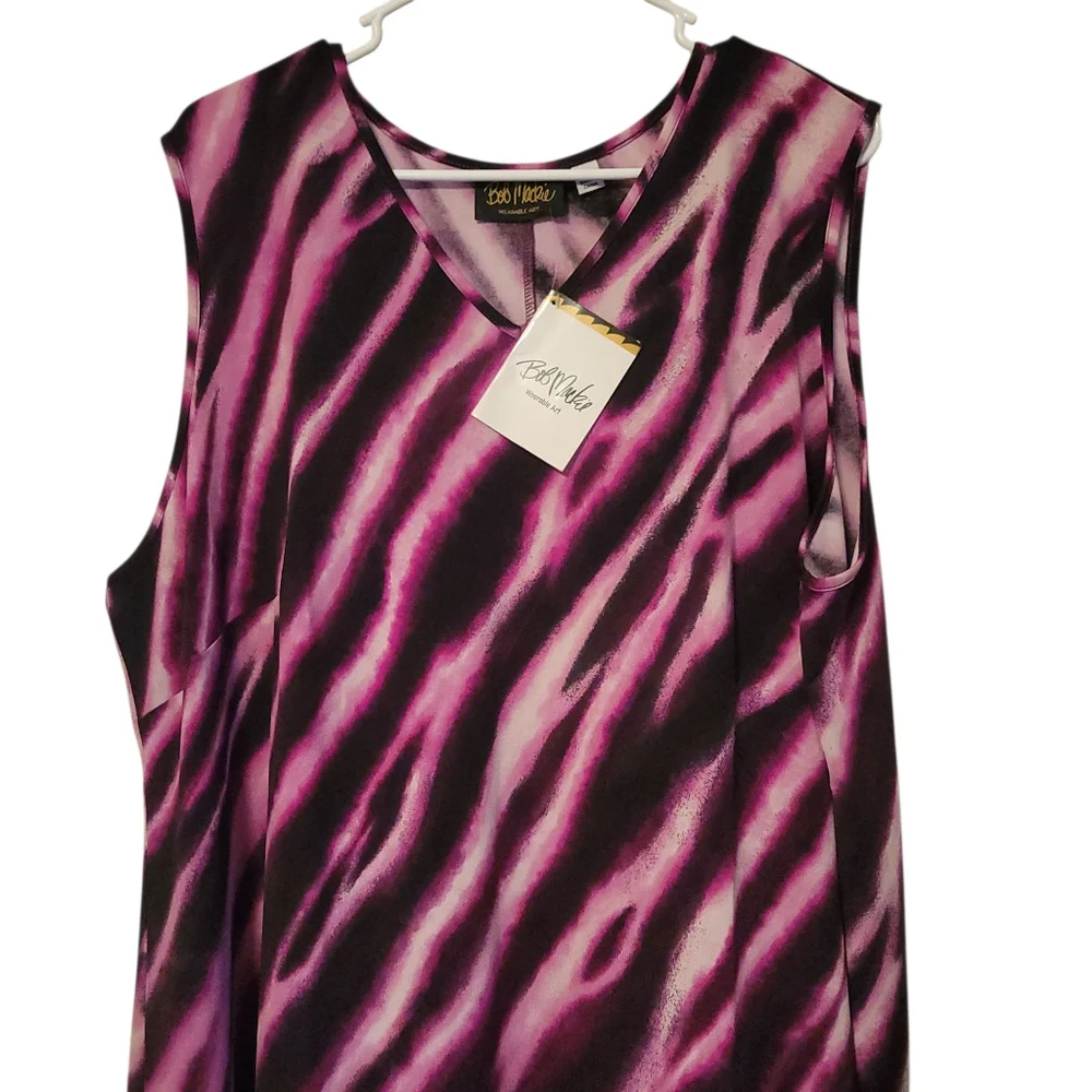 NWT Bob Mackie Wearable Art Pink/ Black Animal Print Sleeveless Dress, Size 2X - Picture 3 of 9